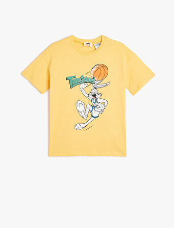 Bugs Bunny Baskılı Bisiklet Yaka Lisanslı Oversize Pamuklu Tişört