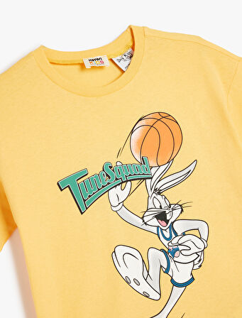 Bugs Bunny Baskılı Bisiklet Yaka Lisanslı Oversize Pamuklu Tişört