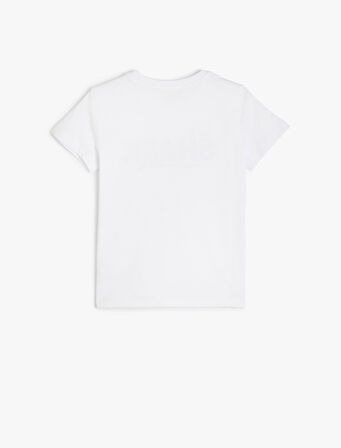 Köpekbalığı Temalı Baskı Detaylı Kısa Kollu Pamuklu Tişört