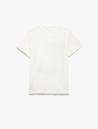 Pamuklu Baskılı Bisiklet Yaka Kısa Kollu Tişört