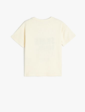 Kaykay Baskılı Kısa Kollu Bisiklet Yaka Pamuklu Tişört