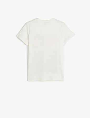 Tişört Dinozor Baskı Detaylı Kısa Kollu Bisiklet Yaka Pamuklu