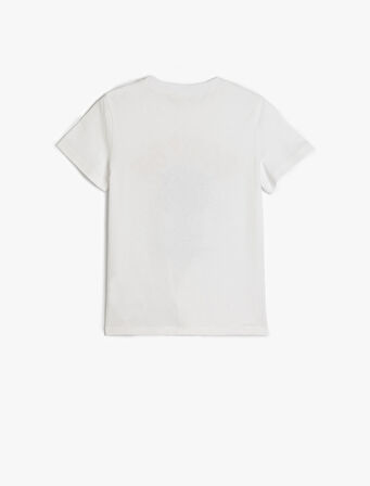 Tişört Kaplan Baskılı Kısa Kollu Bisiklet Yaka Pamuklu