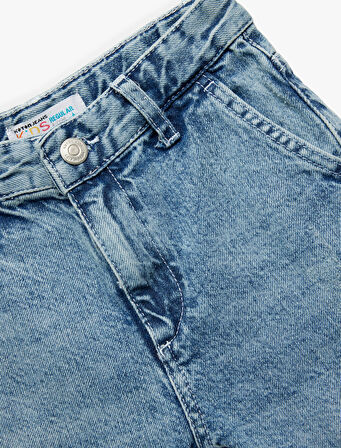 Cep Detaylı Pamuklu Denim Şort 