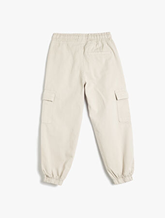 Beli Bağcıklı Kapaklı Cep Detaylı Pamuklu Jogger Pantolon