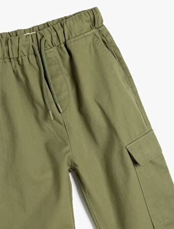 Jogger Kargo Pantolon Beli Lastikli Cep Detaylı Pamuklu