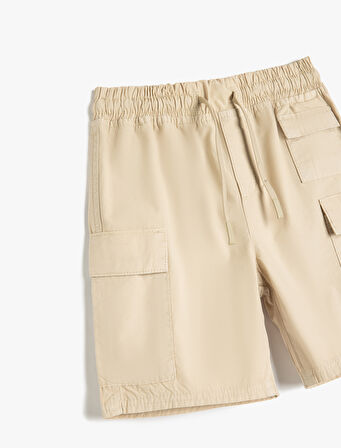 Pamuklu Beli Bağcıklı Cep Detaylı Şort