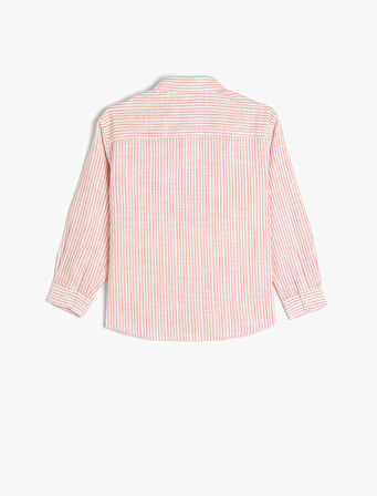Çizgili Uzun Kollu Pamuklu Gömlek