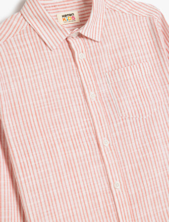 Çizgili Uzun Kollu Pamuklu Gömlek