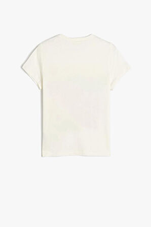 Koton Kız Çocuk Tişört Kısa Kollu Kedi Baskılı Bisiklet Yaka Pamuklu Pullu Payetli