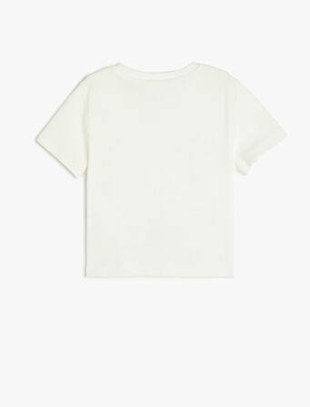 Snoopy Baskılı Bisiklet Yaka Kısa Kollu Pamuklu Lisanslı Tişört