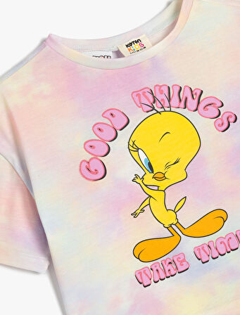 Tweety Tişört Lisanslı Kısa Kollu Baskılı Bisiklet Yaka
