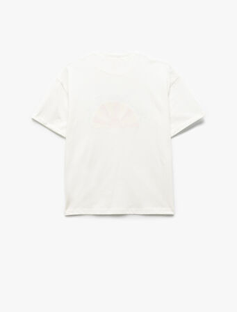 Kısa Kollu Bisiklet Yaka Pamuklu İşlemeli Tişört