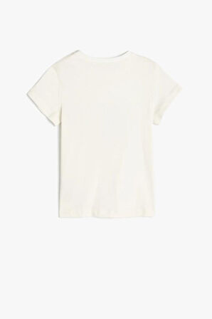 Koton Kız Çocuk Atatürk Baskılı Tişört Pullu Payetli Bisiklet Yaka Kısa Kollu Pamuklu