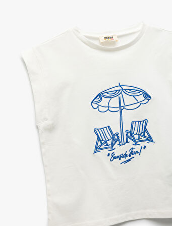 Bisiklet Yaka Kısa Kollu Pamuklu Baskılı Tişört