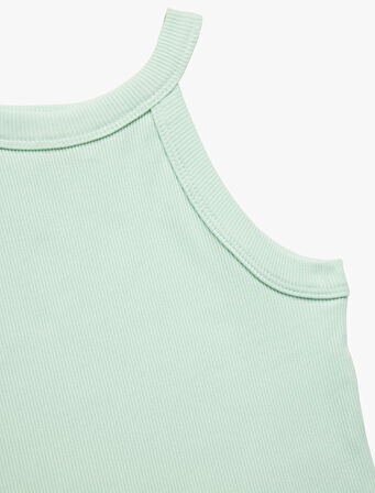 Pamuklu Kolsuz Halter Yaka Slim Fit Crop Atlet