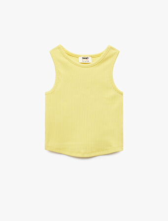 Pamuklu Kolsuz Bisiklet Yaka Basic Crop Atlet