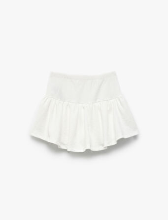 Beli Lastikli Dokulu Volanlı Şort Etek