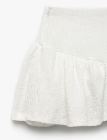 Beli Lastikli Dokulu Volanlı Şort Etek