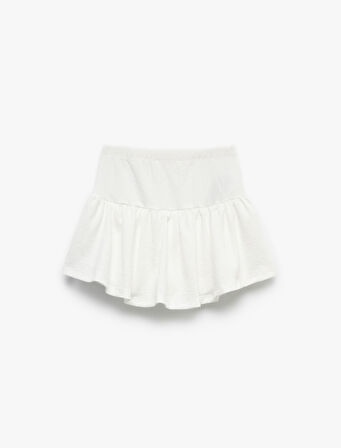 Beli Lastikli Dokulu Volanlı Şort Etek