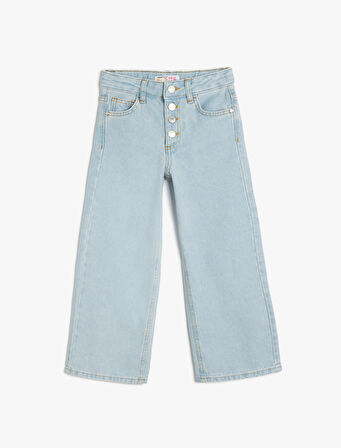 Geniş Paça Kot Pantolon Cepli Pamuklu - Wide Leg Jean