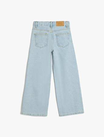 Geniş Paça Kot Pantolon Cepli Pamuklu - Wide Leg Jean