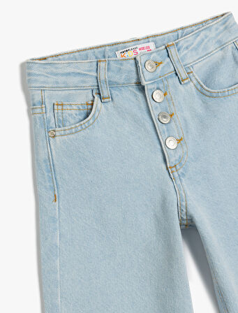Geniş Paça Kot Pantolon Cepli Pamuklu - Wide Leg Jean