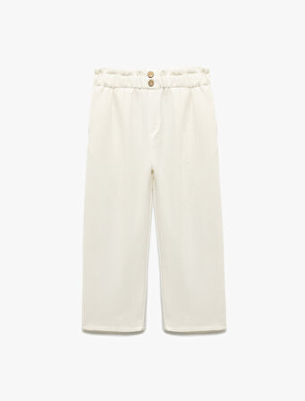 Beli Lastikli Keten ve Viskon Karışımlı Basic Pantolon