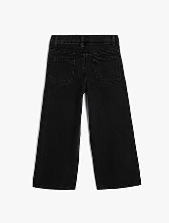 Kot Pantolon Geniş Paça Cepli Pamuklu - Wide Leg Jean