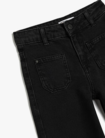 Kot Pantolon Geniş Paça Cepli Pamuklu - Wide Leg Jean