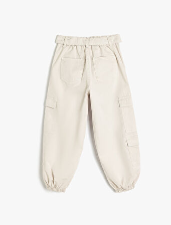 Kemer Detaylı Beli Lastikli Pamuklu Kargo Jogger Pantolon