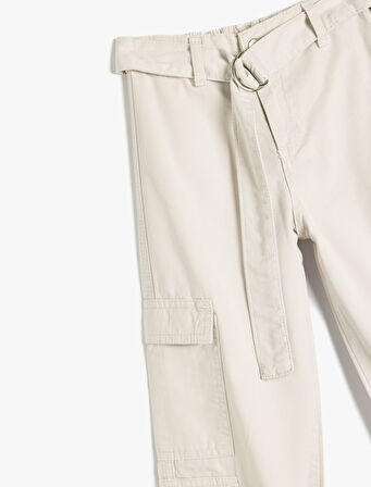 Kemer Detaylı Beli Lastikli Pamuklu Kargo Jogger Pantolon