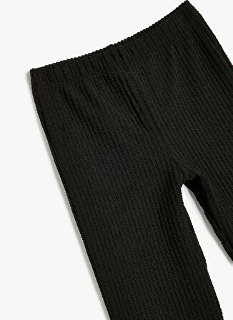 Koton Lastikli Bel İspanyol Paça Siyah Kız Çocuk Pantolon 5SKG40035AK