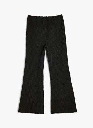 Koton Lastikli Bel İspanyol Paça Siyah Kız Çocuk Pantolon 5SKG40035AK