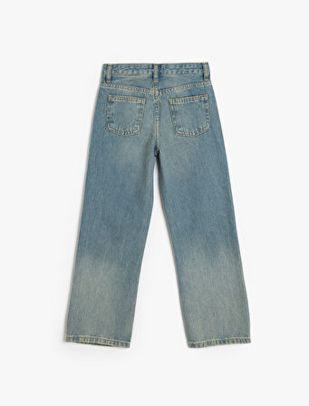 Kot Pantolon Düz Paça Cepli Pamuklu- Straight Jean