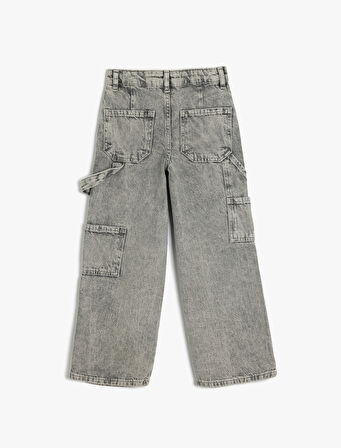 Kot Pantolon Geniş Paça Cepli Pamuklu - Wide Leg Jean