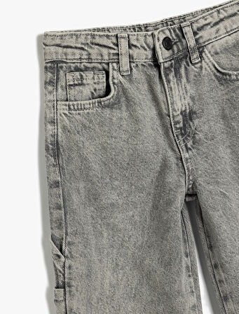 Kot Pantolon Geniş Paça Cepli Pamuklu - Wide Leg Jean