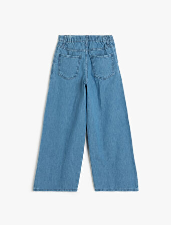 Geniş Paça Kot Pantolon Cepli Pamuklu - Wide Leg Jean