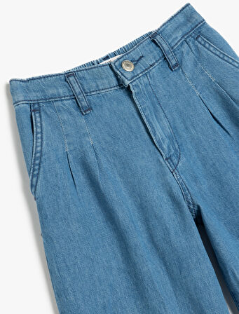 Geniş Paça Kot Pantolon Cepli Pamuklu - Wide Leg Jean