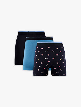 Desenli Pamuklu 3'lü Boxer Seti