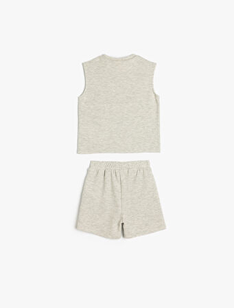 Baskı Detaylı 2'li Şort Atlet Takımı