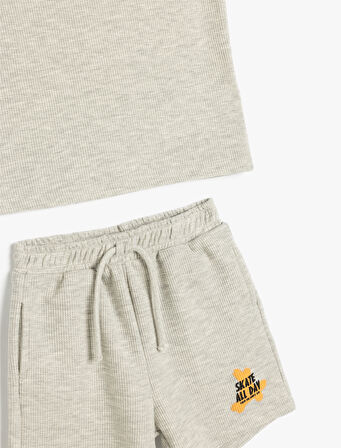 Baskı Detaylı 2'li Şort Atlet Takımı