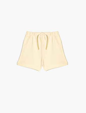 Beli Bağcıklı Pamuklu Cep Detaylı Basic Şort