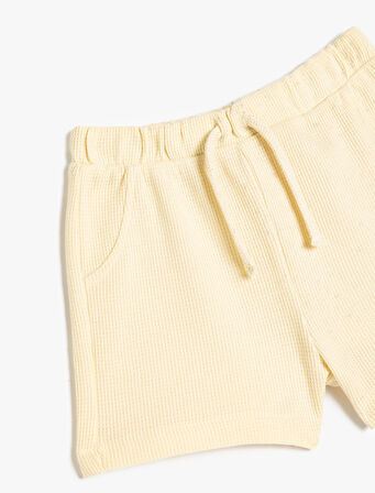 Beli Bağcıklı Pamuklu Cep Detaylı Basic Şort