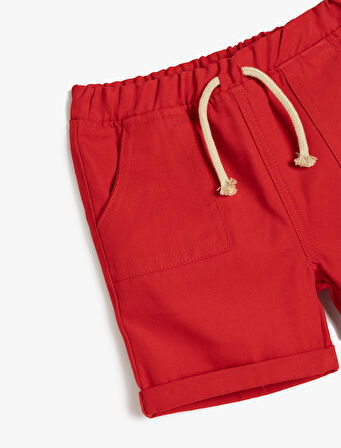 Pamuklu Cep Detaylı Beli Lastikli Basic Şort