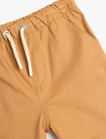 Pamuklu Cep Detaylı Beli Bağlamalı Basic Şort