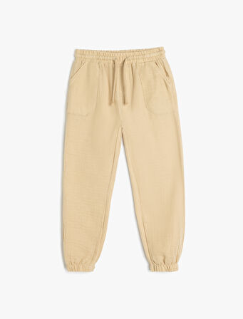 Pamuklu Beli Bağcıklı Cepli Basic Jogger Pantolon