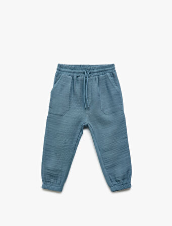 Pamuklu Beli Bağcıklı Cepli Basic Jogger Pantolon
