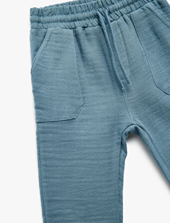 Pamuklu Beli Bağcıklı Cepli Basic Jogger Pantolon