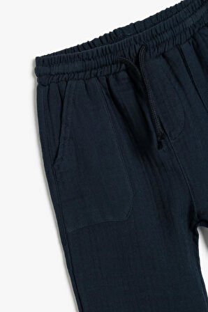 Koton Erkek Bebek Pamuklu Beli Bağlamalı Cep Detaylı Basic Müslin Jogger Pantolon